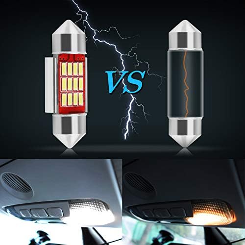 36mm Festoon LED Car Bulb 6pcs, LED Dome Reading Xenon White Bulbs Car Interior Light Bulb Replacement Number Plate Lights Map Lamps No Polarity 12V SMD 3014 180LM (36mm)