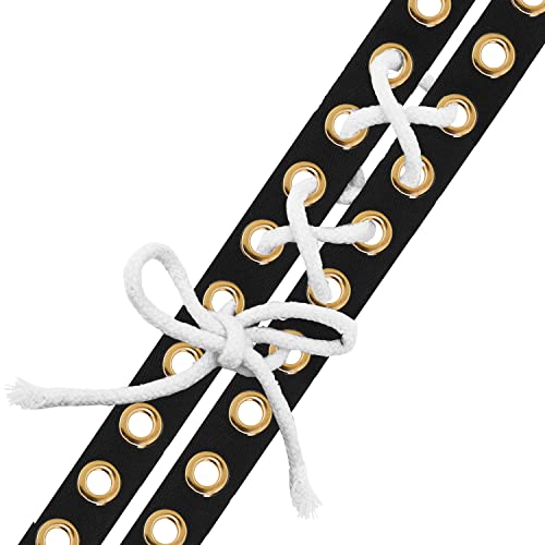 Mandala Crafts Black Cotton Grommets Trim 10mm Gold Eyelet Tape for Sewing