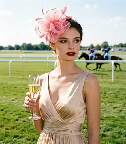 Image of DRESHOW Fascinators Hat Tea Party Headwear Ribbons Feathers on a Headband and a Clip for Women