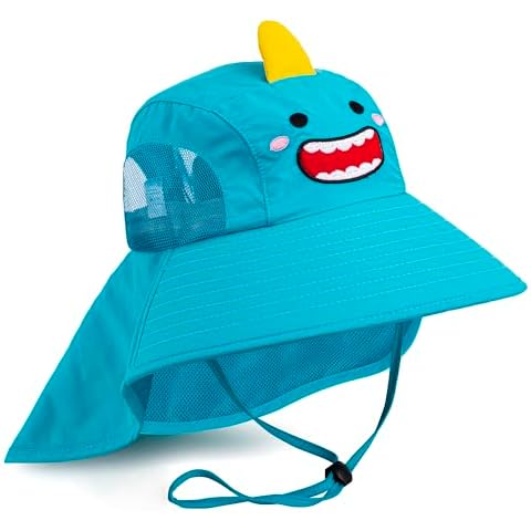 Kids Sun Hat UPF 50+ Boy Girl Protection Hat Wide Brim Beach Hats with Mesh and Adjustable Chin Strap Cover
