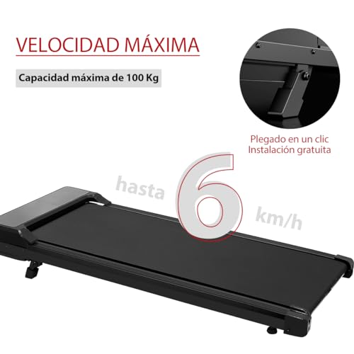 Image of Caminadora Electrica Portatil, Walking Pad Mecanica con Inclinacion con Pantalla LED, Silencios Antideslizante Cinta de Correr para el Hogar, Soporta 100 Kg, 104 x 47 x 10 cm