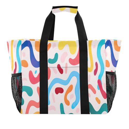 Color Waterproof Tote Bag,Multi-Purpose Kitchen Reusable Grocery Bags, Travel, Beach & Laundry Organizer 15.4 X 9.8 X 12.8 inch