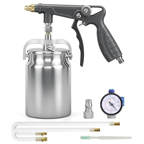 Undercoating Spray Gun with Suction Feed Cup 360 & Straight Spray Hoses for Truck Bed Liner Coating Rubberized Undercoat Rust Proofing (Gray)