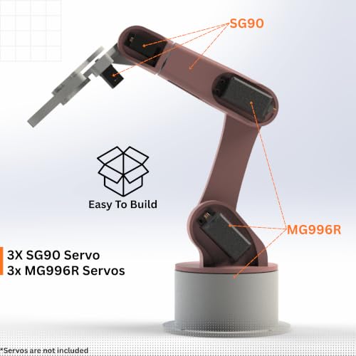 Image of Bench Robotics STEM Robot Arm Smartphone Controlled || Educational DIY Kit (3D Printed Parts) (Pink)