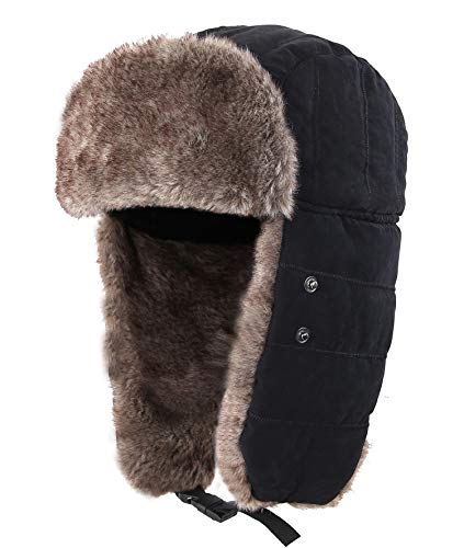 Connectyle Outdoor Trooper Trapper Hat Warm Winter Hunting Hats With Ear Flaps Mask Aviator Hat Black #TOP1