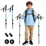 Yourjoy Hiking Trekking Poles for Kids, 2 Pack Anti Shock, Adjustable, Collapsible Hiking Poles for Trekking or Walking, Lightweight Aluminum Sticks (Kids-SkyBlue)