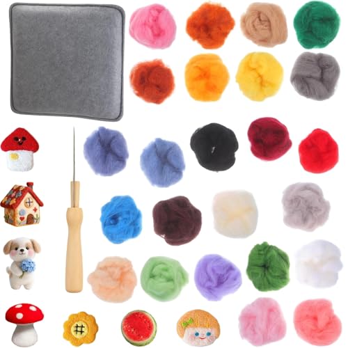 26 Stück Filzen Starterset, Filz Set, Filzwolle, Filzset für...