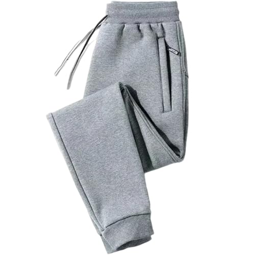 Men's Soft Warm Casual Pants Elastic Waist Zipper Pockets Drawstring Loose Spring Sweatpants