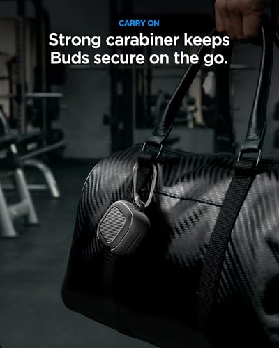 Image of Spigen Rugged Armor | Samsung Galaxy Buds 4 Pro /Buds 4 Case Cover [Carabiner Included] [Shock-Proof] [Light Compact] TPU - Matte Black