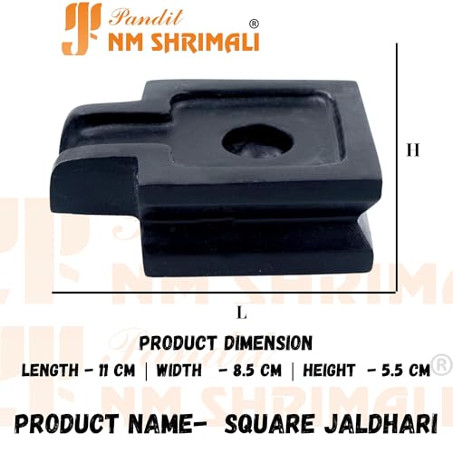 Image of PANDIT NM SHRIMALI Narmadeshwar Shivling Stone with Jaldhari Stand for Shiv Pooja | Natural Narmada Stone with Square Jaldhara (Jaladhara: 4 inch, Narmadeshwara: 3 inch)