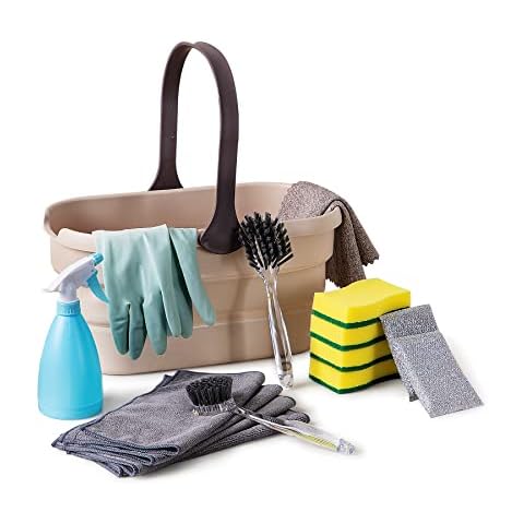Eyliden 17in1 Kitchen Cleaning Storage Set, Collapsible Bucket, Dish Sponge, Spray Bottle, Scrub Brush, Scouring Pad for Pot and Pan, Kitchen Sink Cleaning Tools Combo (17pcs Kitchen Set) Cover