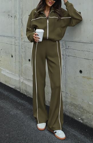 Image of BTFBM Women's Two Piece Tracksuit Fall 2026 Long Sleeve Zip Up Sweatshirt Long Pants Outfits Jogger Sweatsuit Sets