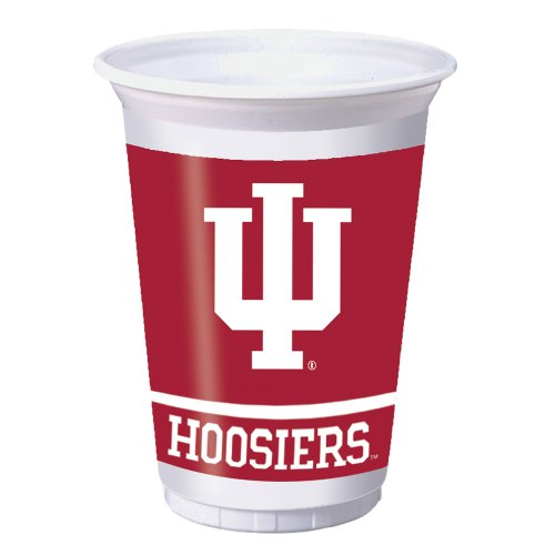 Creative Converting Hoosiers Plastic Cups, 20 oz-8 pcs, 8 Count (Pack of 1), Straws, Paper