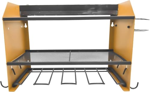 YEEJUAK Metall Werkzeughalter Wand mit Ladestation, Werkzeug Wandhalterung mit 3-lagiger Bohrerhalter & 8 Steckdosenleisten, Werkstatt Werkzeugregal für Akkuschrauber Bohrmaschine Akku