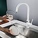 Touchless Kitchen Faucet with Pull Out Sprayer, White Kitchen Sink Faucet with Temperature digital display, Single Handle Hands-Free Motion Sensor Kitchen Faucets Stainless Steel