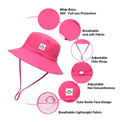 Image of MaxNova Baby Sun Hat Smile Face UPF 50+ Toddler Bucket Hat for Boys Girls 0-7 Years