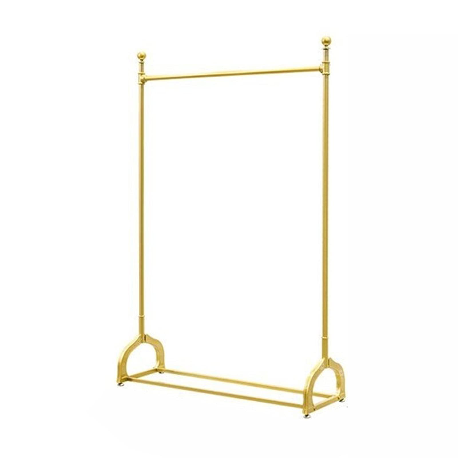 Portant à vêtements doré anti-encombrement avec étagère basse de rangement