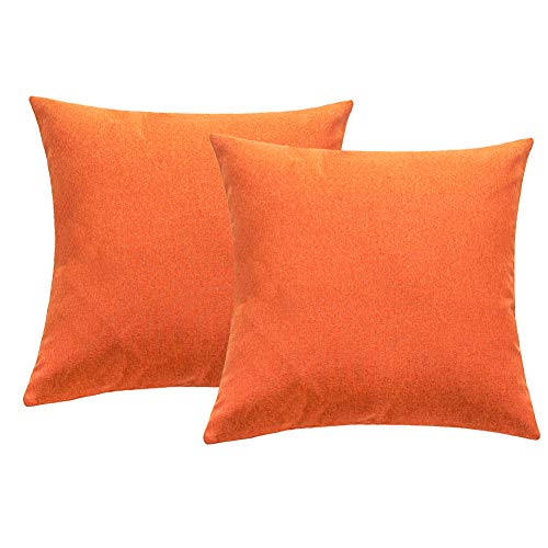 4TH Emotion Outdoor Waterproof Throw Pillow Covers Garden Cushion Case for Fall Patio Couch Sofa Polyester Cotton Home Decoration Pack of 2, 20 X 20 Inches Orange