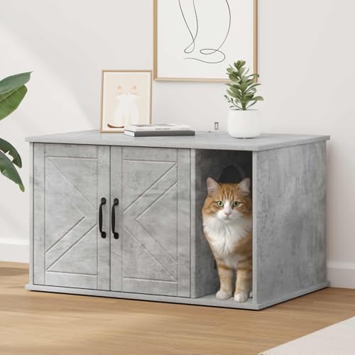 Maison pour chat en béton confortable et rectangulaire avec kit de montage - 2