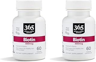 365 by Whole Foods Market, Biotin 500MCG, 60 Veg Capsules (Pack of 2)