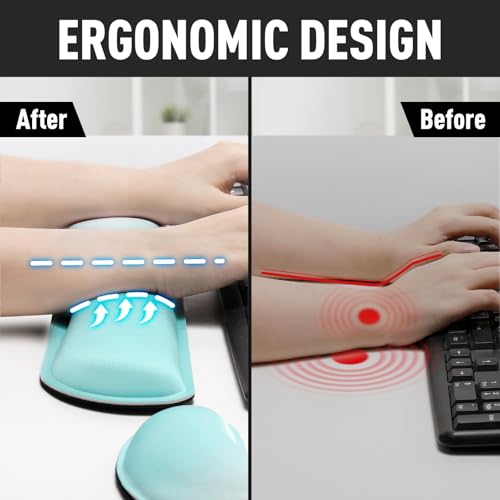 Image of Gimars Upgrade Enlarge Silky Gel Memory Foam Keyboard Wrist Rest, Wrist Rest for Computer Keyboard, Ergonomic Mouse pad Rests for Typing Pain Relief, Wrist Support for Office, Gaming, Blue Gradient