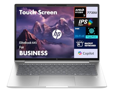 Image of HP EliteBook 645 G11 Business Laptop 14.0 inch Touchscreen IPS WUXGA Display (AMD Ryzen 7 7735U, 64GB DDR5, 1TB SSD, Copilot, Backlit KB, Fingerprint, 2 Thunderbolt 4, WiFi 6E, Webcam, Win 11 Pro)
