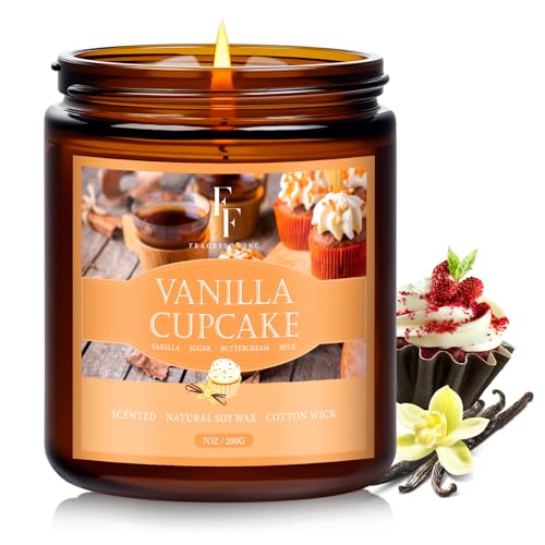 Fall Candle, Vanilla Cupcake Scented Candles for Home, Natural Soy