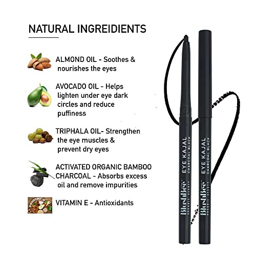 Image of 2 In 1 Retractable Pencil Kajal + Matte Eyeliner Charcoal Black, Smooth & Gentle, Blends Easily, Long Stay, Waterproof, Vegan, Plant-Powered Ingredients, For Sensitive Eyes