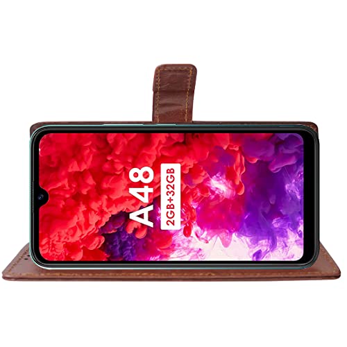 Image of Flip Cover Compatible with Itel A48 | Premium Leather Finish | Inbuilt Pockets & Stand | Flip Cover Back Case for Itel A48 (Brown)
