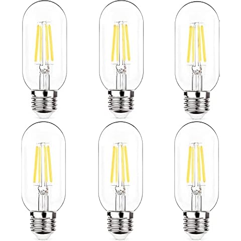 NOTOC E26 LED Light Bulb 4W,Equivalent 40W,E26 Tubular Light Bulb Non Dimmable Daylight 4000K,Antique Clear Edison Filament Bulb,Pack of 6 Cover