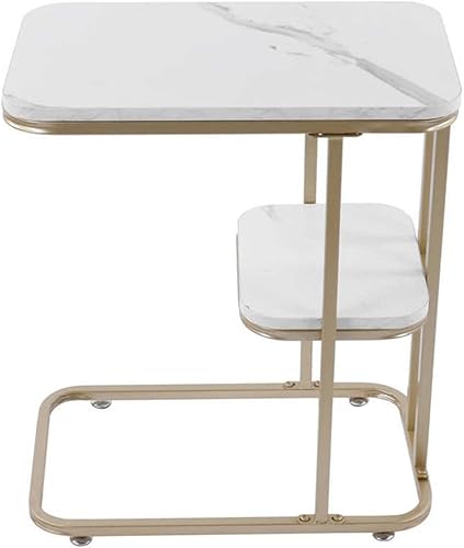 QDLZLG - Mesa de centro en forma de C MDF y mesa de sofá de hierro junto a la mesa decoración de muebles del hogar mesa auxiliar