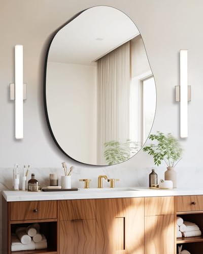 Image of 24 inch LED Square Vanity Light, 14W 4000K Dimmable, Brushed Nickel | Wall Bar Light, Rust & Moisture Resistant, Natural White light, Energy-saving, moisture-proof, Dresser Bathroom over Mirror