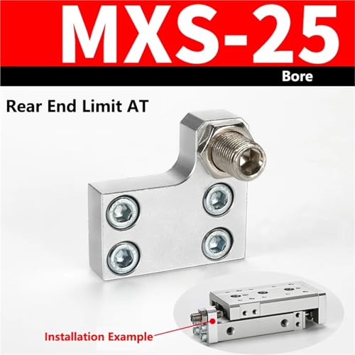 Limitador de cilindro neumático MXS25-AT que reduce el impacto en rieles guía 3