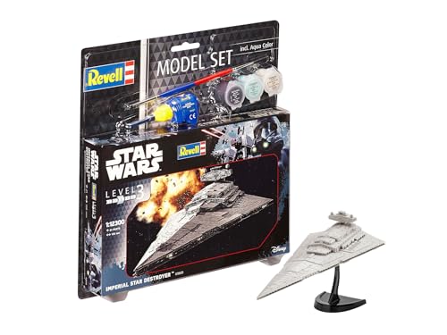 Revell – Star Wars – Model Set Imperial Star Destroyer, en Kit Modelo con Base Accesorios, fácil Pegar y para pintarlas, Escala 1:12300...