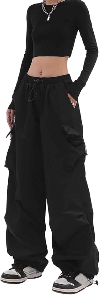 SANLEG Women's Retro Pocket Cargo Pants Hip-hop Leggings