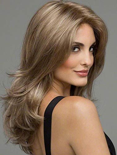 Perruque en soie frange longue cheveux bouclés synthétique haute température femme