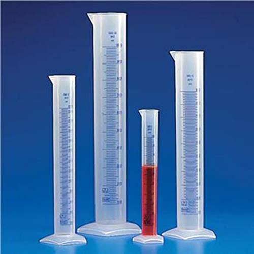 Image of Globe Scientific 602565-1 Polypropylene Graduated Cylinder, Blue Printed Graduations, 500mL Capacity