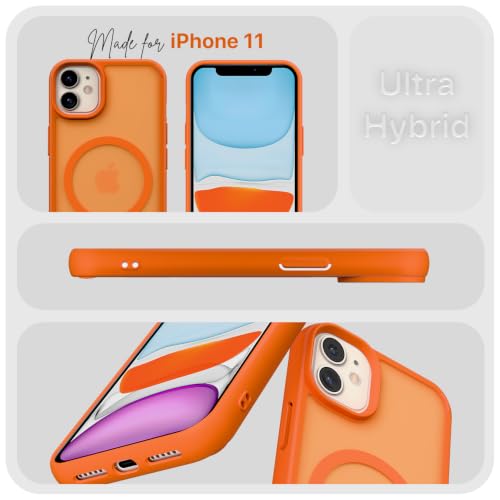 Image of Pikkme Back Cover for iPhone 11 | Mag-Safe Compatible | Smoke Frosted Transparent Matte Finish | Hard PC + Soft TPU | Shockproof | Raised Camera Protection Bumper Case (Orange Smoke Mag-Safe)