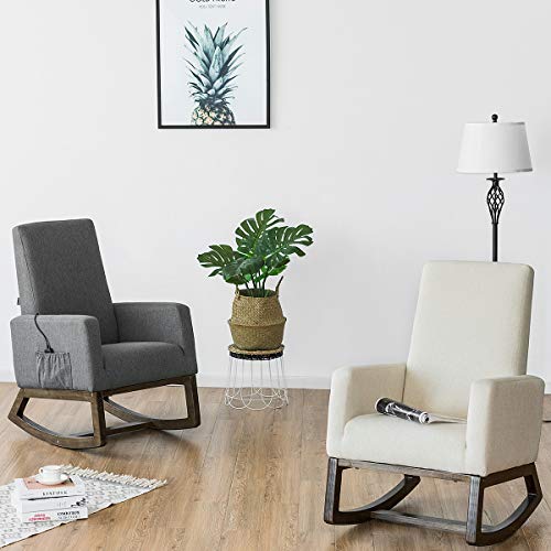 Sillón Mecedor Tapizado Gris miniatura 5