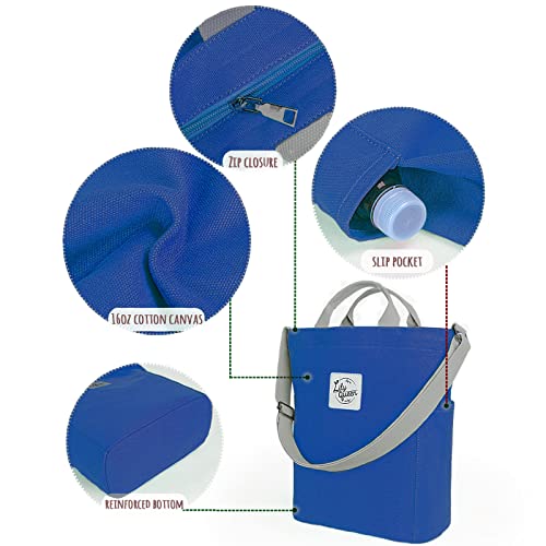 Lily queen Women Canvas Tote Handbags Casual Shoulder Work Bag Crossbody (Royal Blue) - Thumbnail 5