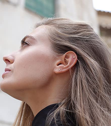 Image of Freekiss 3 Pairs Gold Hoop Earrings Set: Dainty Stud Earrings Trendy Small 14K Gold Plated Hypoallergenic Dangle Cartilage Huggie Hoop Earrings for Women Gold Jewelry for Women Gifts