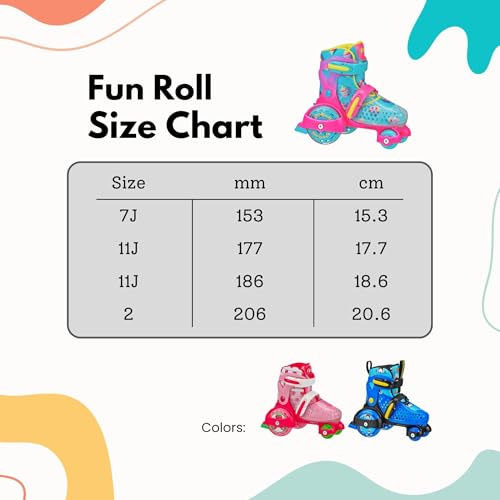 Roller Derby Fun Roll Adjustable Roller Skates for Beginners, Boys & Girls Small (7-11)