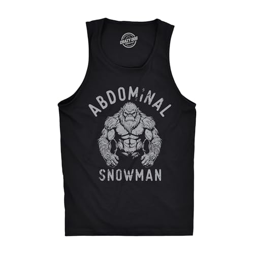 Funny Abdominal Snowman Tank Top for Men Yeti Gym Graphic Fitness Tank Sarcastic Sleeveless Workout Shirt Novelty Muscle Tee for Lifting Jogging or Training - Black XXL