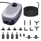 Aquarium air Pump with Dual Outlet,Fish Tank air Pump with Aquarium Airline tubing Hose Fish Tank air Stone Aquarium Suction Cup Aquarium Check Value and Controller and I,L,Y Aquarium Hose Connector