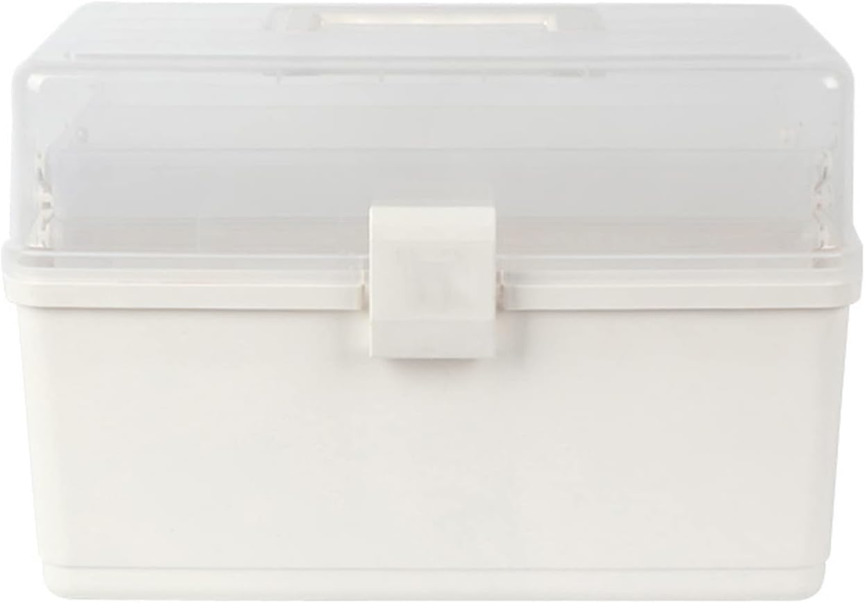 高品質新品 Unbne 収納バスケットツールボックス収納ボックスプラスチック収納ボックスオーガナイザーボックスプラスチックコンテナ小型収納ラッチビンオフィスや家庭用ポータブル収納キャビネット 白 34xx22 2cm