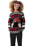 Blizzard Bay Big Boys' Ugly Christmas Crewneck Sweater, North Polo Level Up-Black, X-Large