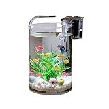 pecera Acuario de Peces de Cristal, Sala de Estar, Oficina, Escritorio, pequeño, cilíndrico, Transparente, pez Dorado, Acuario(30x25cm)