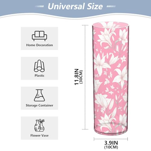 Vase en plastique blanc pour lys rose et composition florale de salon
