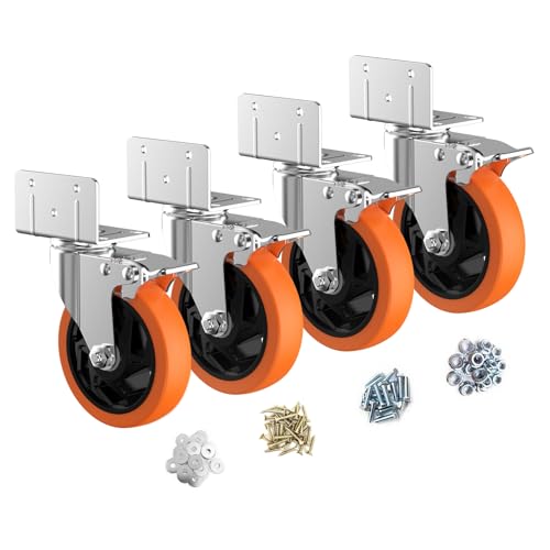 5" L-Shaped Caster Wheels Set of 4, Side Mount Swivel Casters
