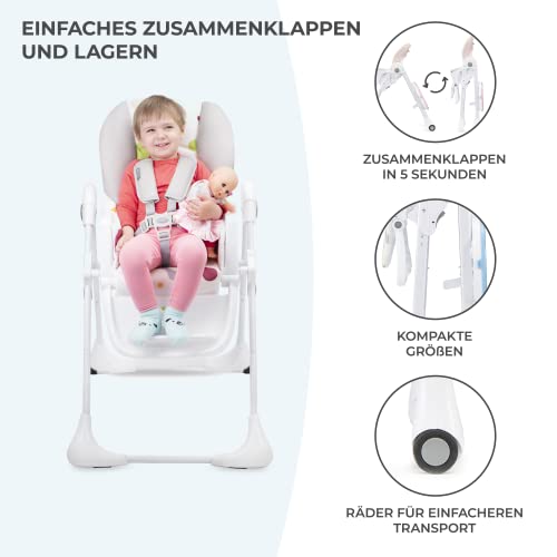 Kinderkraft-Hochstuhl-YUMMY-Kinderhochstuhl-Babystuhl-Kombihochstuhl-ab-den-Ersten-Lebensmonaten-Fusstutze-Halbliegende-Position-Bezug-aus-PU-Einfach-zu-Reinigen-Mehrfarben-Rosa